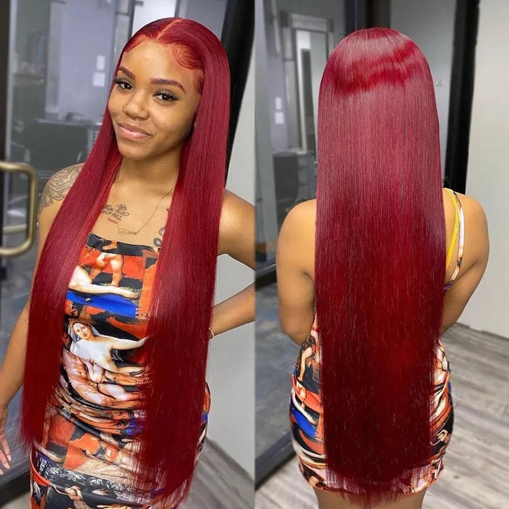 30 36 Inch Burgundy 13x6 Hd Lace Frontal - Eklat