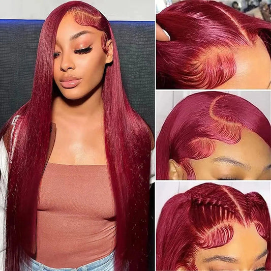 30 36 Inch Burgundy 13x6 Hd Lace Frontal - Eklat