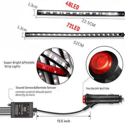 Neon LED Car Interior Ambient Foot Strip Light Kit - Eklat