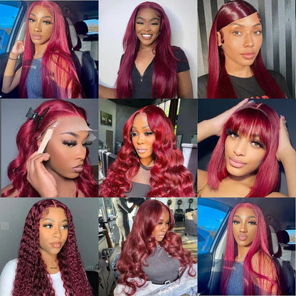 30 36 Inch Burgundy 13x6 Hd Lace Frontal - Eklat