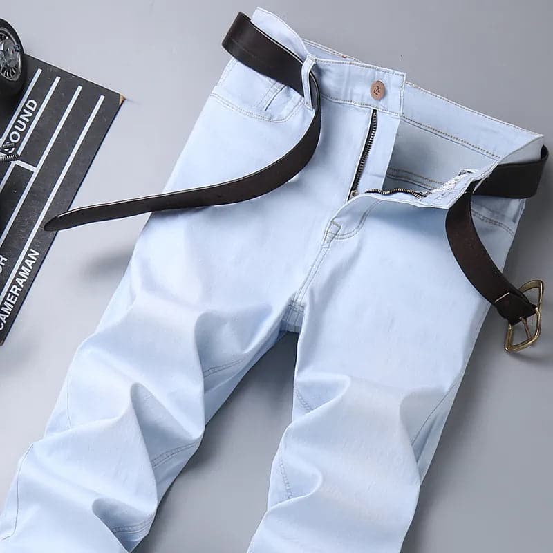 Casual Light Blue Stretch Cotton Denim - Eklat