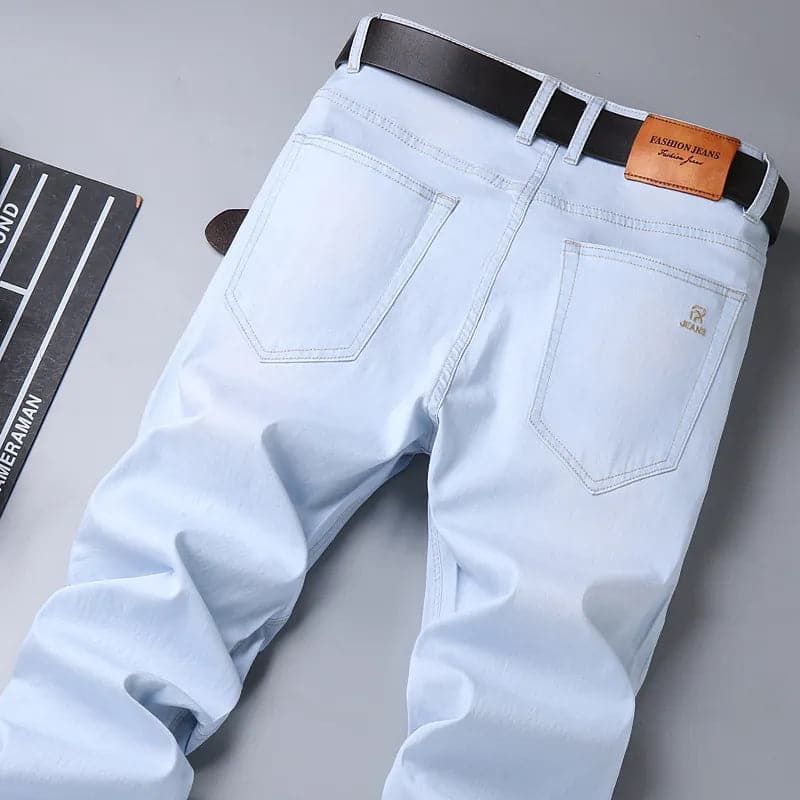 Casual Light Blue Stretch Cotton Denim - Eklat