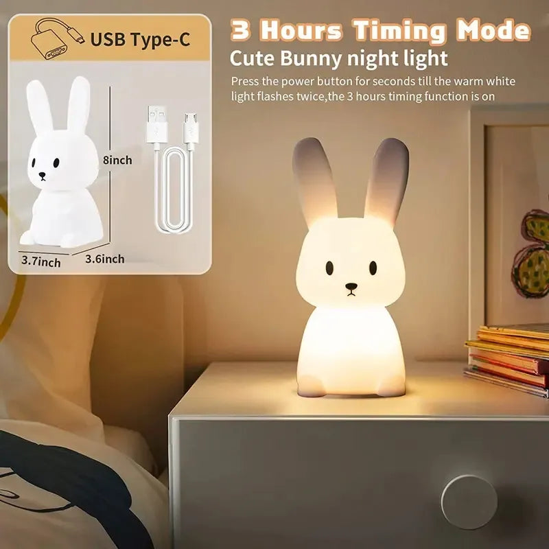 LED Night light Silicone Rabbit Touch Sensor lamp - Eklat