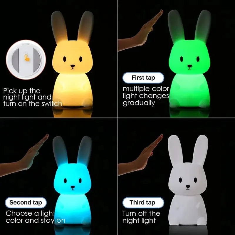 LED Night light Silicone Rabbit Touch Sensor lamp - Eklat