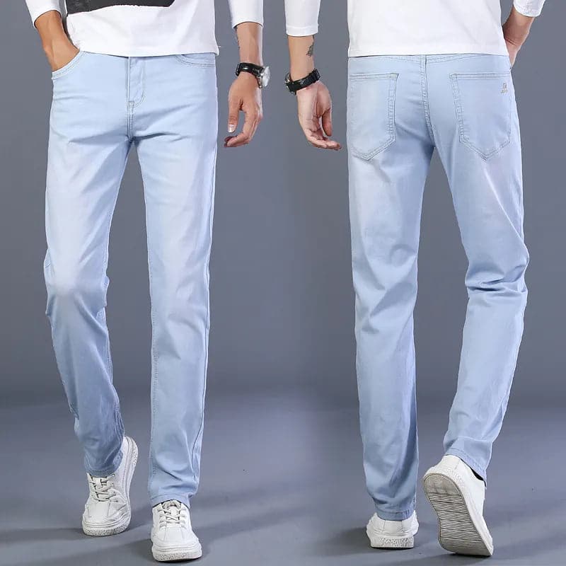 Casual Light Blue Stretch Cotton Denim - Eklat