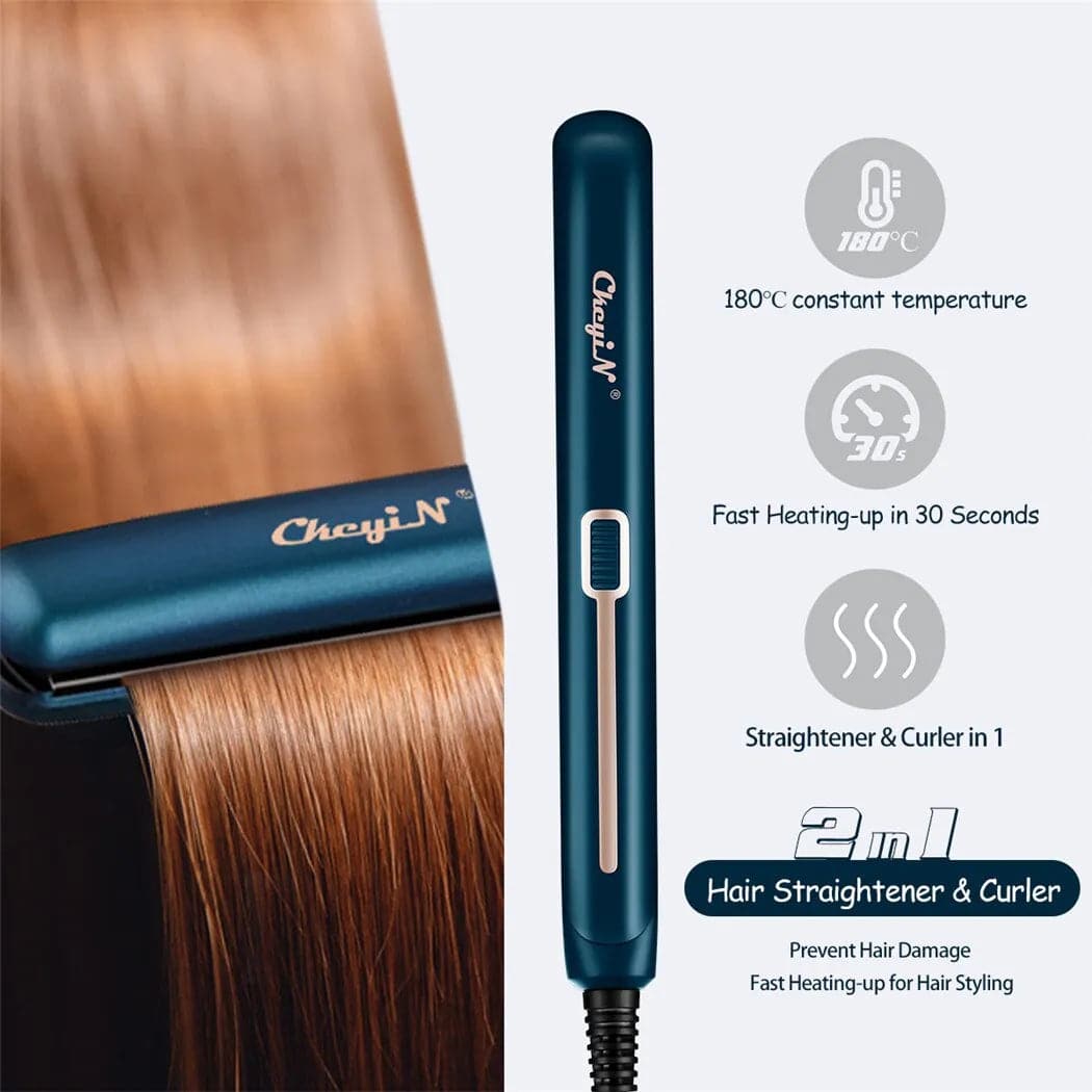 Mini Hair Flat Iron 2 in 1 Hair Straightener and Curler - Eklat