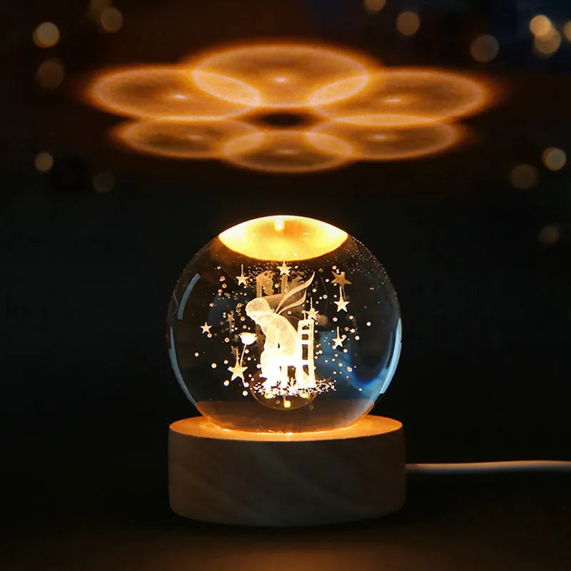 6cm 3D Crystal ball Crystal Planet Night Light - Eklat