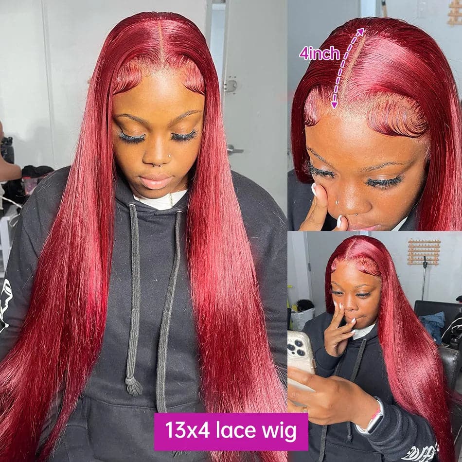 30 36 Inch Burgundy 13x6 Hd Lace Frontal - Eklat