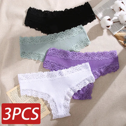 3PCS Lace Seamless Cotton Panties - Eklat