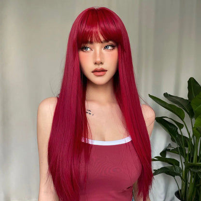 Light Wine Red Synthetic Wigs