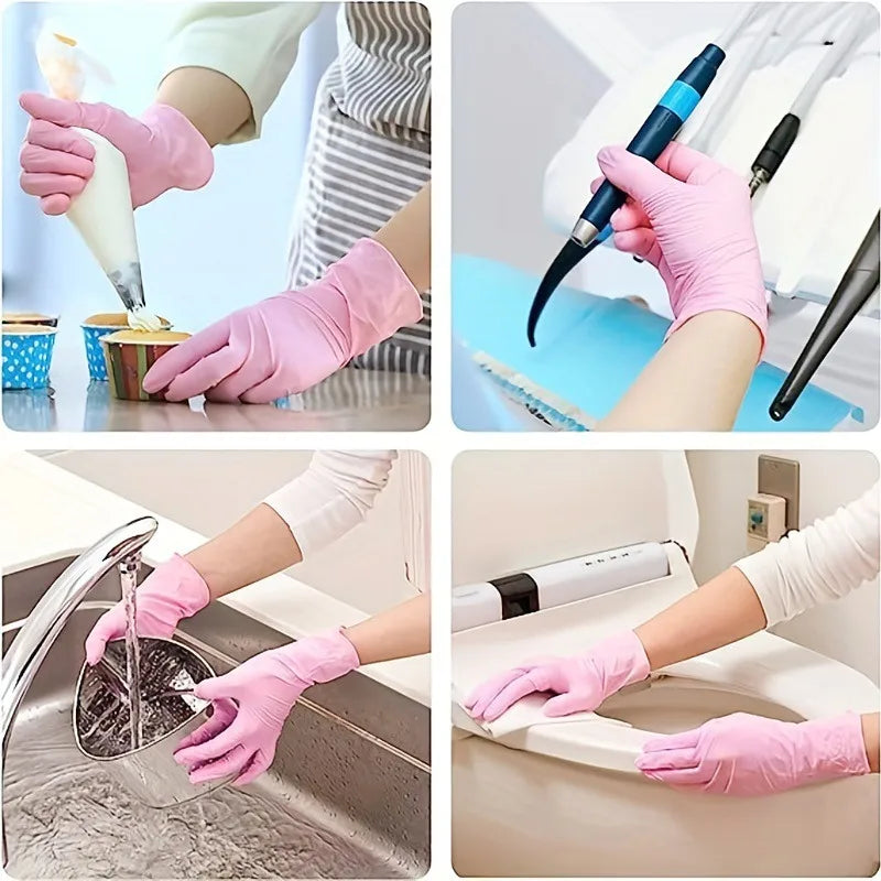 100/50/20PCS Light Pink Disposable Nitrile Gloves - Eklat