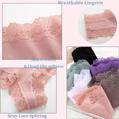3PCS Lace Seamless Cotton Panties - Eklat