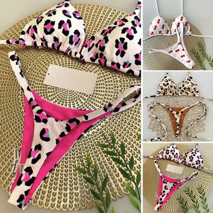 Lace-up Bikini Leopard Print