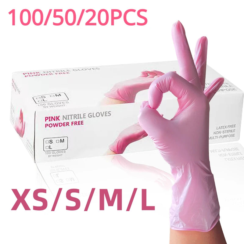 100/50/20PCS Light Pink Disposable Nitrile Gloves - Eklat