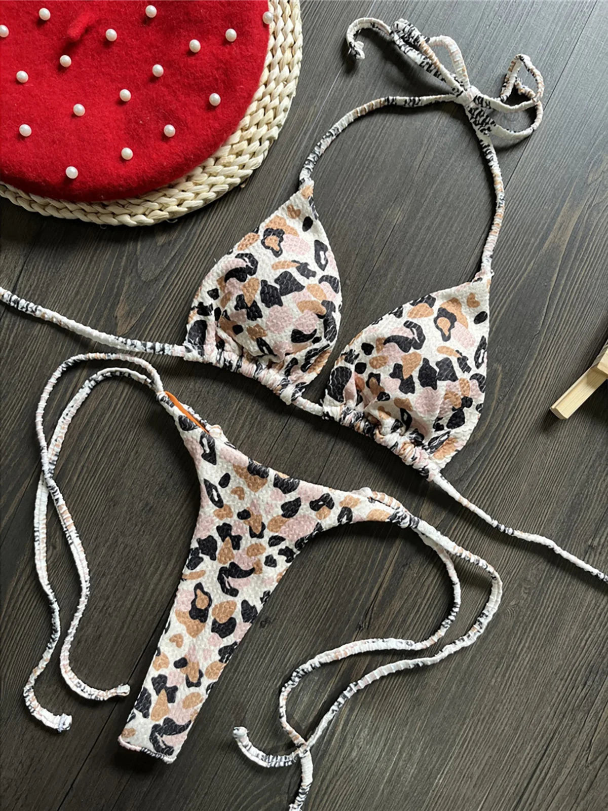 Sexy Printed Halter Mini Micro Thong Bikini