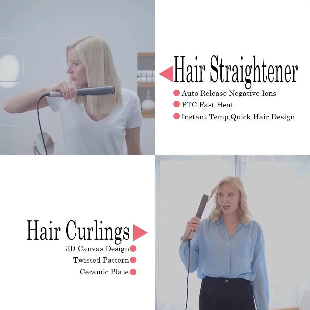 2 in 1 Hair Straightener And Curler - Eklat