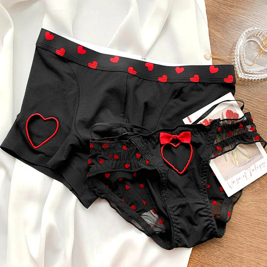 Heart Printed Couple Underwear - Eklat