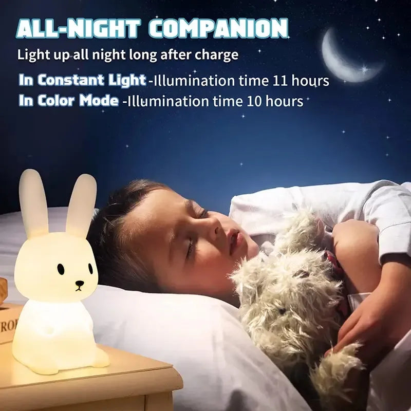 LED Night light Silicone Rabbit Touch Sensor lamp - Eklat