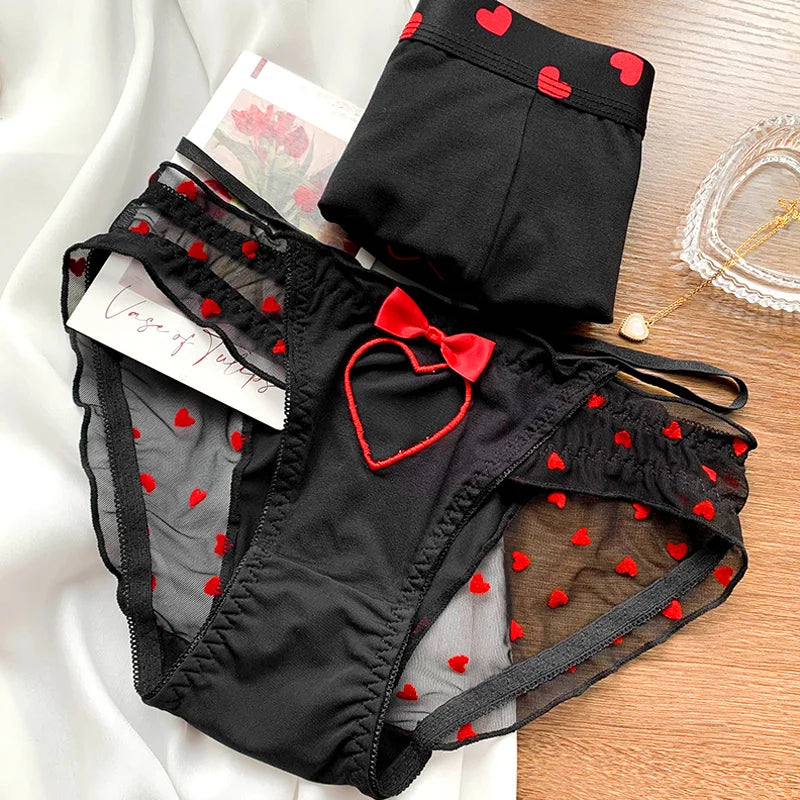Heart Printed Couple Underwear - Eklat