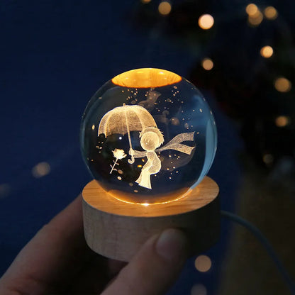 6cm 3D Crystal ball Crystal Planet Night Light - Eklat