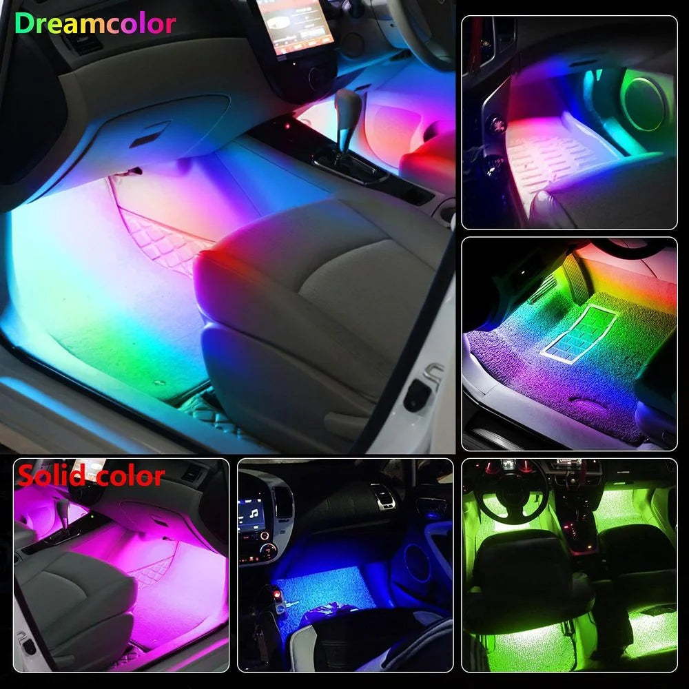 Neon LED Car Interior Ambient Foot Strip Light Kit - Eklat